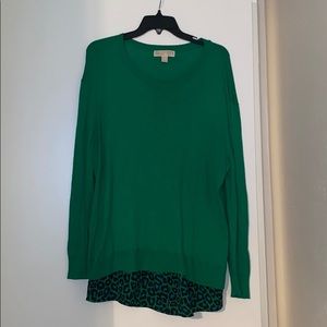 Michael Kors Knit Green Leopard Soft Sweater